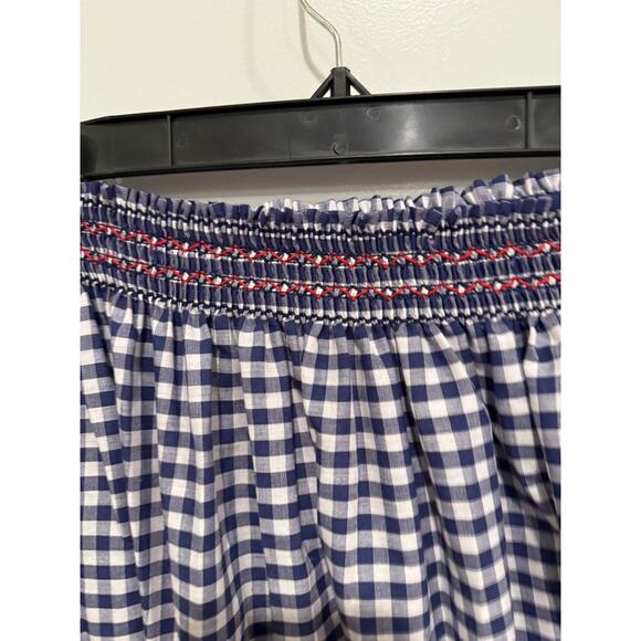 Red White & Blue Gingham Tiered Maxi Skirt Handmade Lace Prairie Cottagecore - Picture 6 of 9